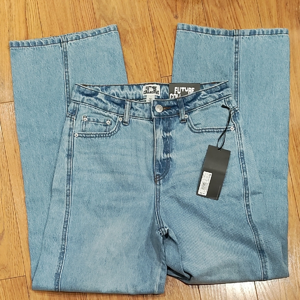 Future Collective Light Blue Straight-Leg Women’s Jeans - Picture 1 of 7